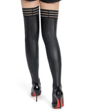 Sexy Matt PU Leather Striped Elastic Stockings