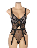 Sexy Egypt Embroidery Lace Hollow Suspender Bodysuit