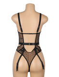Sexy Egypt Embroidery Lace Hollow Suspender Bodysuit