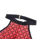 Sexy Egypt Flocked Mesh Halter Neck Crotchless Bodysuit
