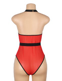 Sexy Egypt Flocked Mesh Halter Neck Crotchless Bodysuit