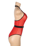 Sexy Egypt Flocked Mesh Halter Neck Crotchless Bodysuit