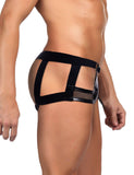 Patent Leather Mesh Sexy Low Waist Men Jockstrap