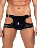 Patent Leather Mesh Sexy Low Waist Men Jockstrap