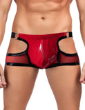 Patent Leather Mesh Sexy Low Waist Men Jockstrap
