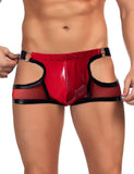 Patent Leather Mesh Sexy Low Waist Men Jockstrap