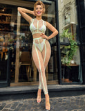 White sexy luminous sleeveless two pieces bodystocking egypt