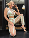 White sexy luminous sleeveless two pieces bodystocking egypt