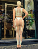 White sexy luminous sleeveless two pieces bodystocking egypt