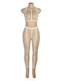 White sexy luminous sleeveless two pieces bodystocking egypt