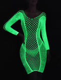 White Glow-In-The-Dark Long Sleeves Bodystocking Egypt