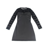 Black Long Sleeves PU Leather Lace Sexy Nightdress