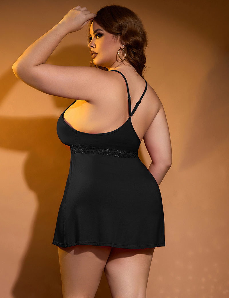 Sexy Modal Lace Deep V Neck Suspender Nightdress Egypt