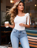 Sexy Egypt Bow Tie Sleeveless Off-shoulder Open Crotch Bodysuit