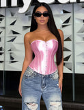 14 Pieces Plastic Bones Sexy Satin Tube Top Palace Style Egypt Corset