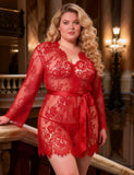 Eyelash Lace Sleepwear Gown With Thong Lingerie Egypt