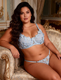 Plus Size Egypt Floral Applique Embroidery Mesh Underwire underwear set