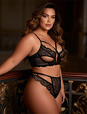 Exquisite embroidery appeal deep V mini temptation Sexy Bra Set With Farawlaya