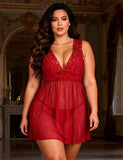 Plus Size Egypt Deep V-neck Mesh Sexy Babydoll