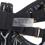 Black Sexy PU Leather Egypt Mesh Hollow Out Open Crotch Bodysuit