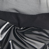 Black Sexy Egypt Halter Neck Zipper PU Leather Mesh Bodysuit