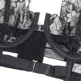 White Sexy Halter Neck Embroidery Floral Lace Lingerie Egypt Set With Garters