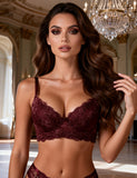 Wine High Quality Lace Comfortable T-shirt Bra