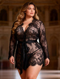 Eyelash Lace Sleepwear Gown With Thong Lingerie Egypt