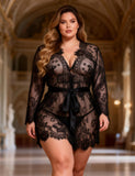 Eyelash Lace Sleepwear Gown With Thong Lingerie Egypt