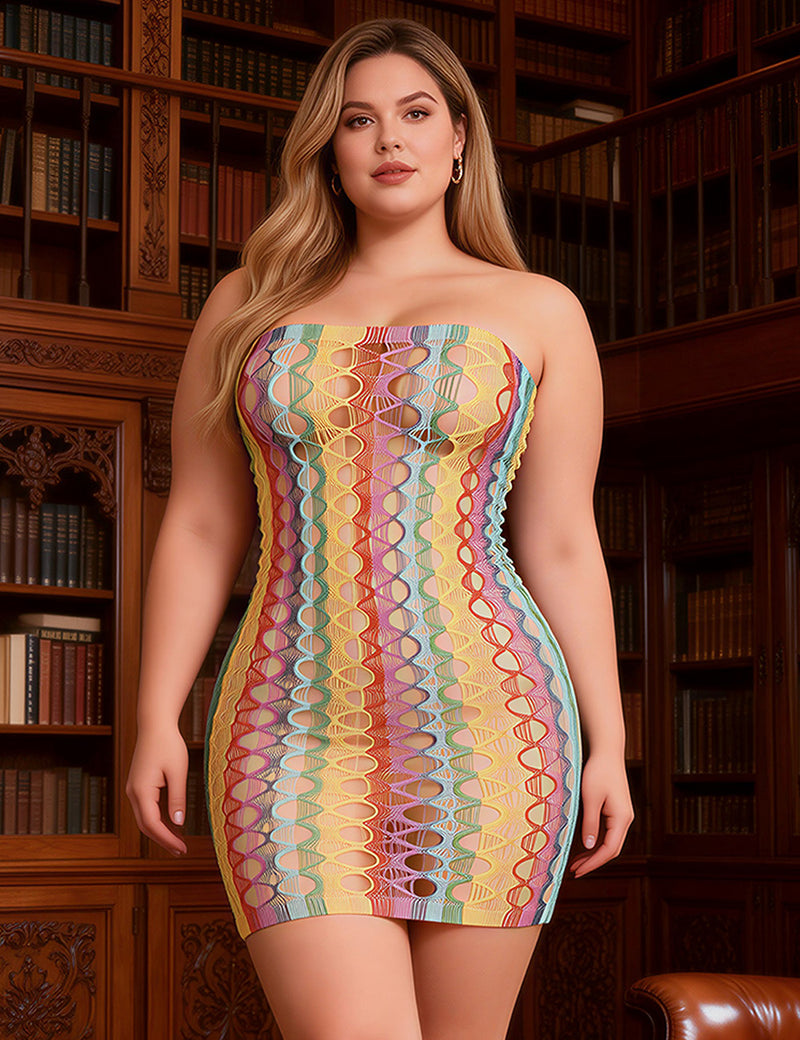 Colorful Egypt Off Shoulder Fishnet Bodystocking