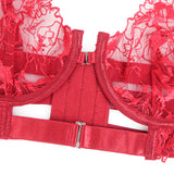 White Sexy Halter Neck Embroidery Floral Lace Lingerie Egypt Set With Garters