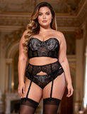 Seductive Black 3 Piece Delicate Lace Bra Garter Set Egypt