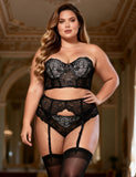 Seductive Black 3 Piece Delicate Lace Bra Garter Set Egypt