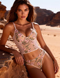 Butterfly Pattern Embroidery Mesh Lingerie Set Egypt With Underwire