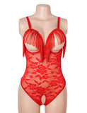 Sexy Lace Tassel Halter Neck Cutout Bodysuit