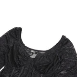 Sexy Lace Deep V Neck Long Sleeves Open Crotch Bodysuit