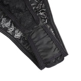 Sexy Lace Deep V Neck Long Sleeves Open Crotch Bodysuit