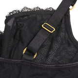 Red Lace Mesh Halter Neck U Shape Backless Ruffled Crotchless Bodysuit