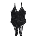 Sexy Lace Tassel Halter Neck Cutout Bodysuit