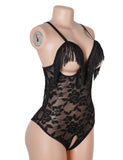Sexy Lace Tassel Halter Neck Cutout Bodysuit