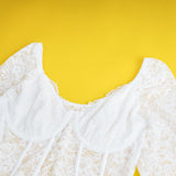 Sexy Lace Deep V Neck Long Sleeves Open Crotch Bodysuit