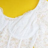 Sexy Lace Deep V Neck Long Sleeves Open Crotch Bodysuit