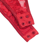 Sexy Lace Deep V Neck Long Sleeves Open Crotch Bodysuit