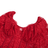 Sexy Lace Deep V Neck Long Sleeves Open Crotch Bodysuit