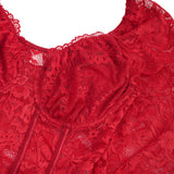 Sexy Lace Deep V Neck Long Sleeves Open Crotch Bodysuit