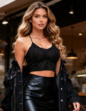 Black Sexy Slim Fit Rhinestone Seamless Backless Short Camisole