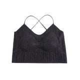 Black Sexy Slim Fit Rhinestone Seamless Backless Short Camisole