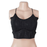 Black Sexy Slim Fit Rhinestone Seamless Backless Short Camisole