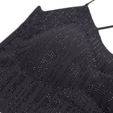 Black Sexy Slim Fit Rhinestone Seamless Backless Short Camisole