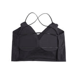 Black Sexy Slim Fit Rhinestone Seamless Backless Short Camisole